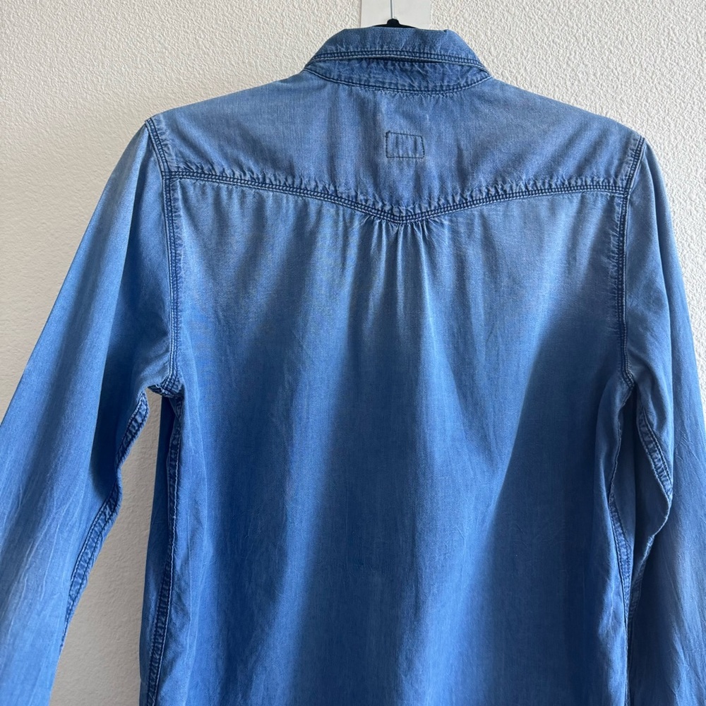Scotch & Soda Maison Scotch Blue Denim Button Down Shirt Cotton Minimal Casual - Picture 9 of 13